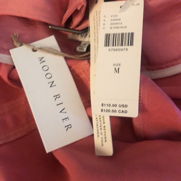 NWT Anthropologie Moon River cropped wide leg pants pink medium - Picture 4 of 5